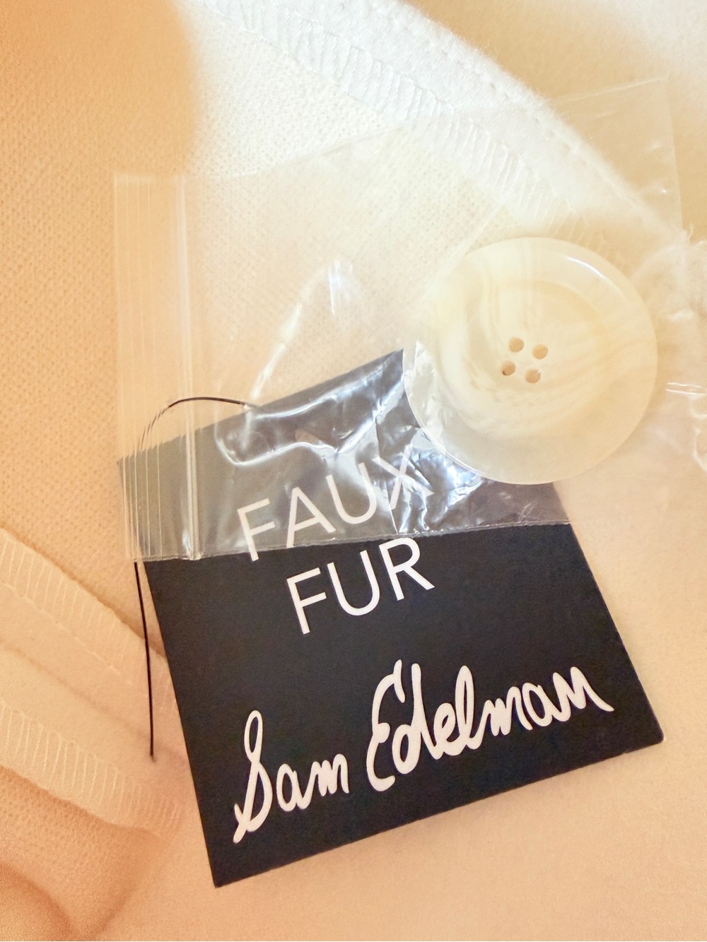 NWT Sam Edelman White Faux Fur Shearling  Collar Trim Short Jacket Cream M - Picture 12 of 14